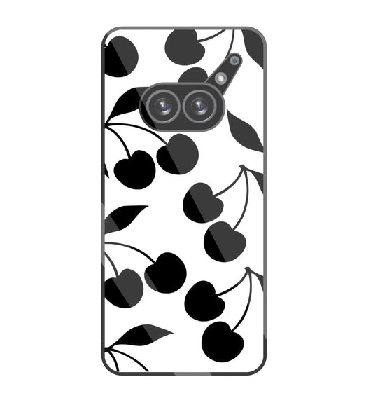 White With Black Cherry Glass Case For Nothing Phone 2A