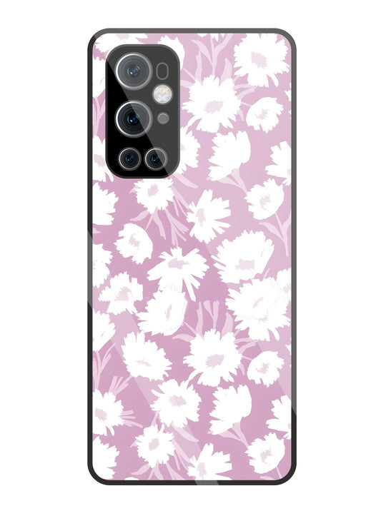 White Sunflower Glass Case For OnePlus 9 Pro