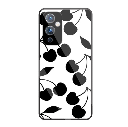 White With Black Cherry Glass Case For OnePlus 11R