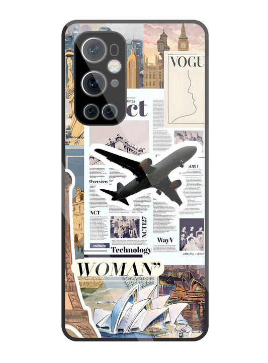 Woman Aeroplane Glass Case For OnePlus 9 Pro