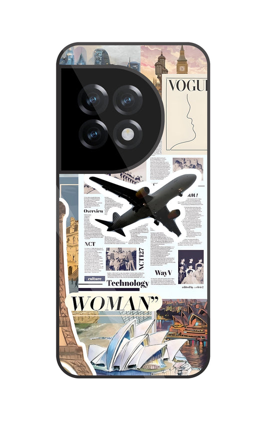 Woman Aeroplane Glass Case For OnePlus 11R