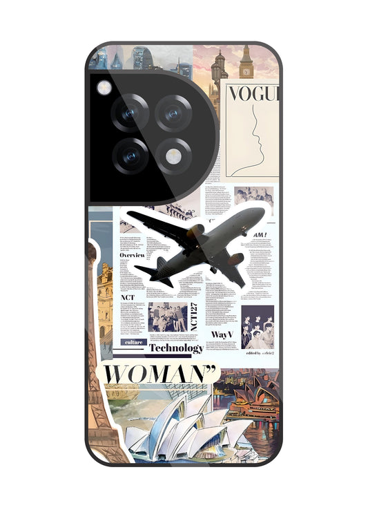 Woman Aeroplane Glass Case For OnePlus 12R