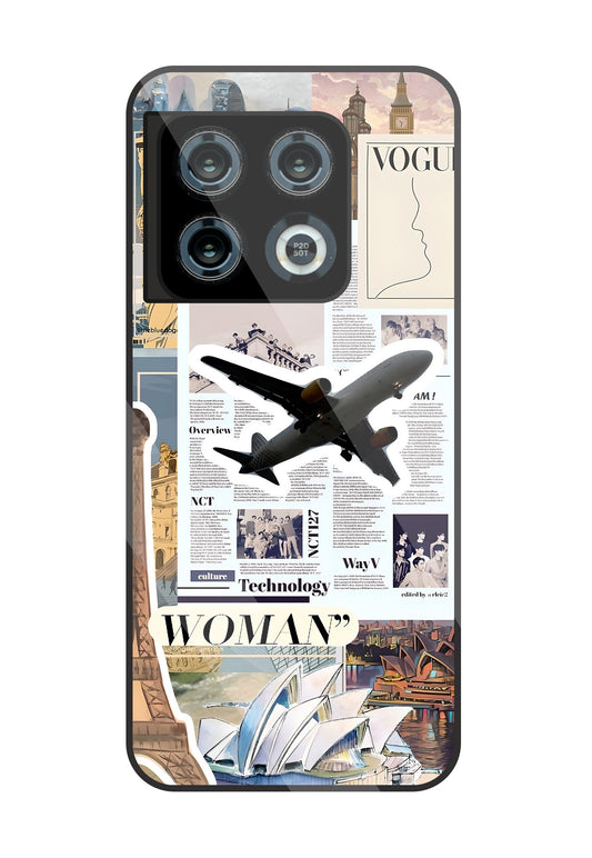 Woman Aeroplane Glass Case For OnePlus 10 Pro