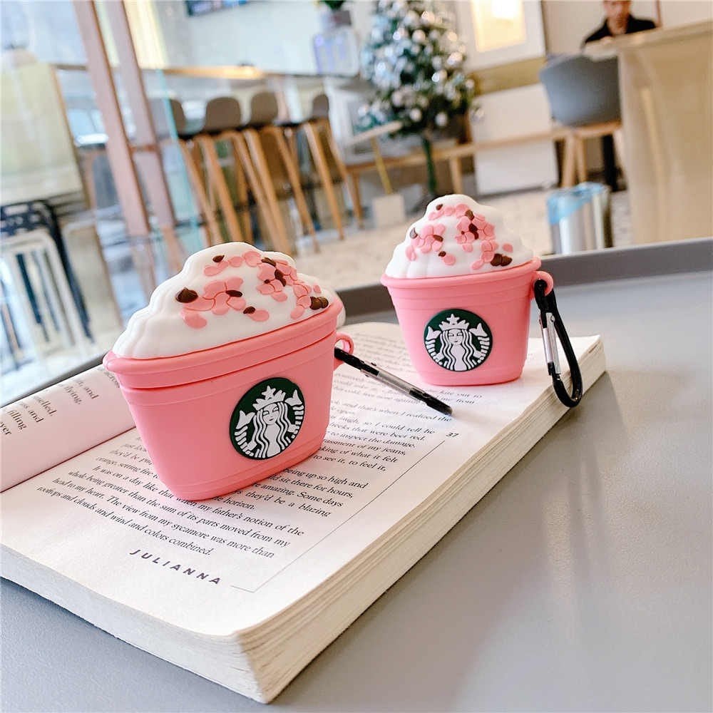 PINK COFFEE STAR-BUCKS TOUGH SILICONE AIRPODS CASE COVER FOR 1/2, 3 AND AIRPODS PRO