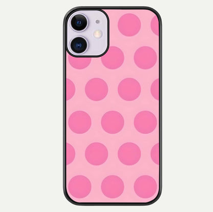 Sweet Dot Dreams iPhone 11 glass phone case front view showcasing playful dot patterns with dreamy aesthetic