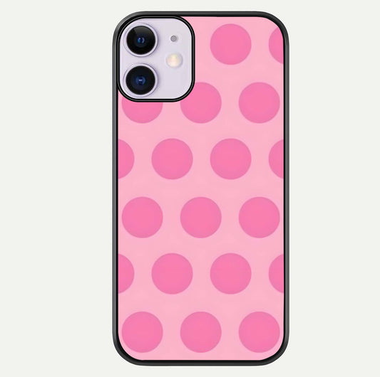 Sweet Dot Dreams iPhone 11 glass phone case front view showcasing playful dot patterns with dreamy aesthetic