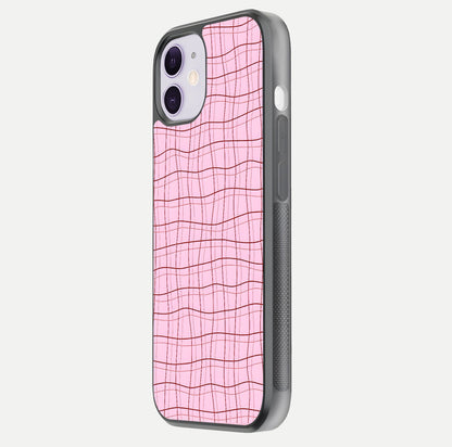 Soft Grid Bliss iPhone 11 glass phone case side profile view focusing on sleek edges and seamless wrap