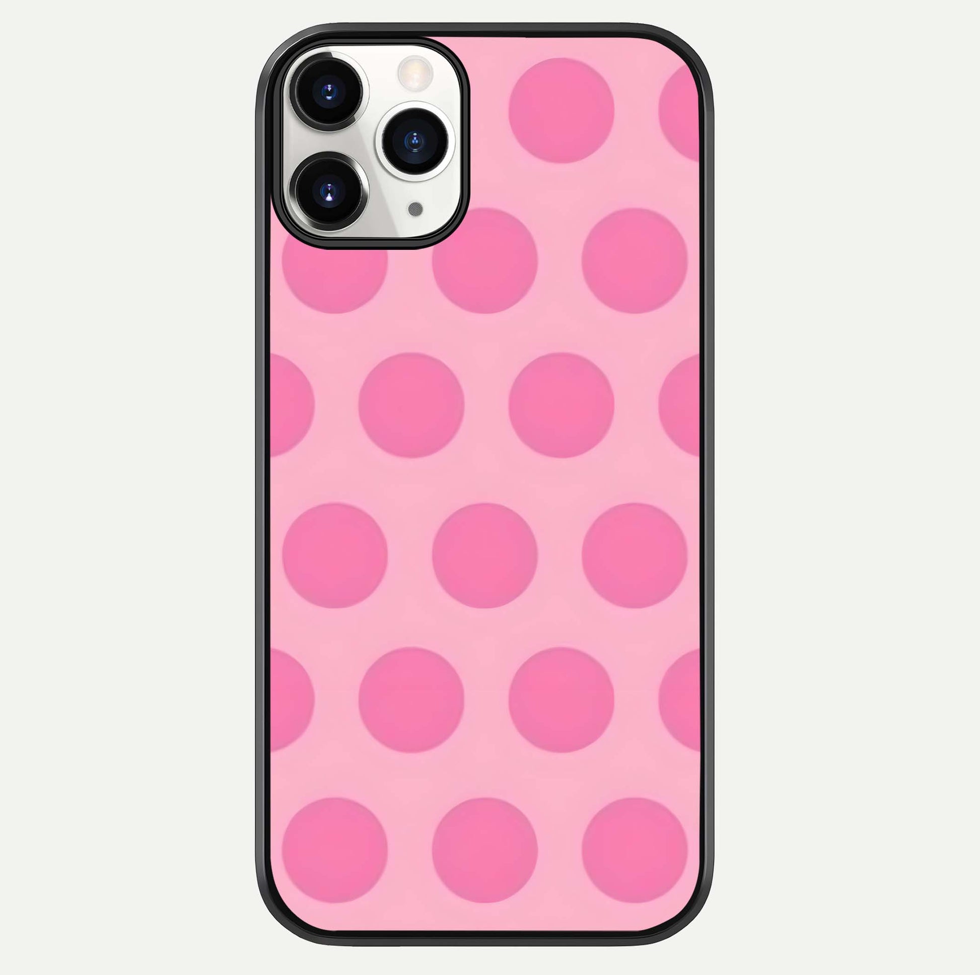 Sweet Dot Dreams iPhone 11 Pro glass phone case front view showcasing playful dot patterns with dreamy aesthetic