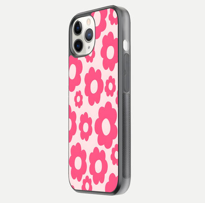 Blush Flower Pop iPhone 11 Pro glass phone case side profile view focusing on clean edges and seamless floral wrap
