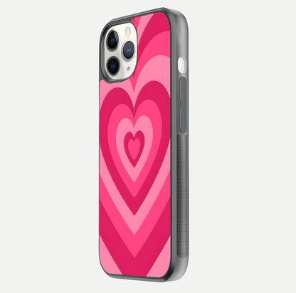 Layered Love Hearts iPhone 11 Pro glass phone case side profile view focusing on sleek edges and seamless wrap