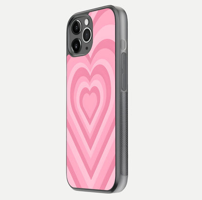 Blush Heart Waves iPhone 11 Pro Max glass phone case side profile view focusing on smooth edges and elegant wrap