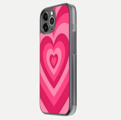 Layered Love Hearts iPhone 11 Pro Max glass phone case side profile view focusing on sleek edges and seamless wrap
