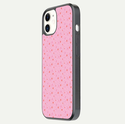 Cosmic Pink Sparkle iPhone 12 glass phone case side profile view focusing on sleek edges and seamless wrap