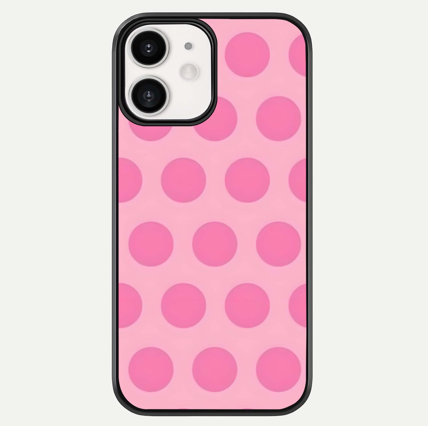 Sweet Dot Dreams iPhone 12 Mini glass phone case front view showcasing playful dot patterns with dreamy aesthetic