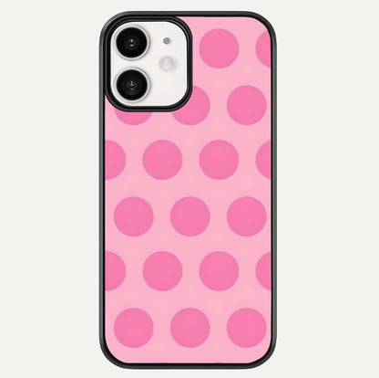 Sweet Dot Dreams iPhone 12 Mini glass phone case front view showcasing playful dot patterns with dreamy aesthetic