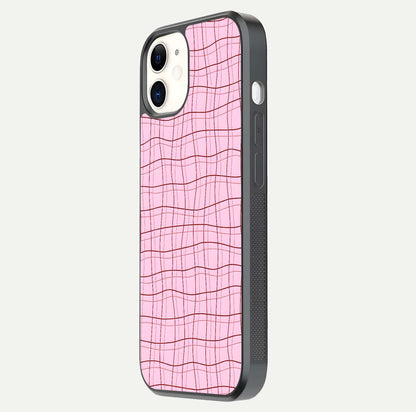 Soft Grid Bliss iPhone 12 Mini glass phone case side profile view focusing on sleek edges and seamless wrap