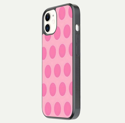Sweet Dot Dreams iPhone 12 Mini glass phone case side profile view focusing on sleek edges and seamless wrap