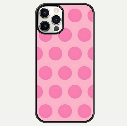 Sweet Dot Dreams iPhone 12 Pro glass phone case front view showcasing playful dot patterns with dreamy aesthetic