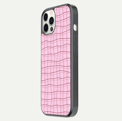 Soft Grid Bliss iPhone 12 Pro glass phone case side profile view focusing on sleek edges and seamless wrap