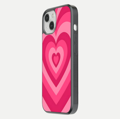Layered Love Hearts iPhone 13 glass phone case side profile view focusing on sleek edges and seamless wrap
