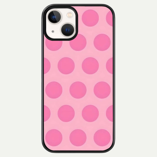 Sweet Dot Dreams iPhone 13 Mini glass phone case front view showcasing playful dot patterns with dreamy aesthetic