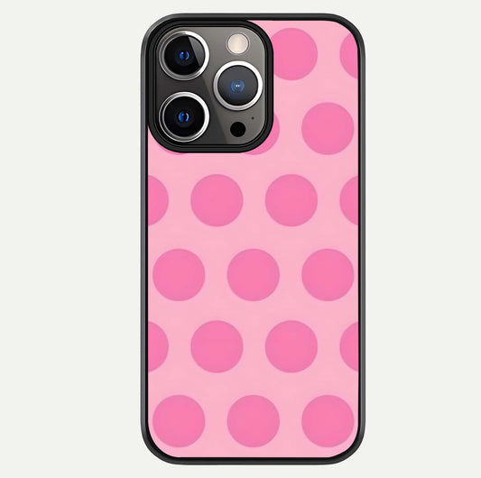 Sweet Dot Dreams iPhone 13 Pro glass phone case front view showcasing playful dot patterns with dreamy aesthetic