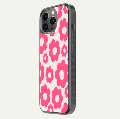 Blush Flower Pop iPhone 13 Pro glass phone case side profile view focusing on clean edges and seamless floral wrap