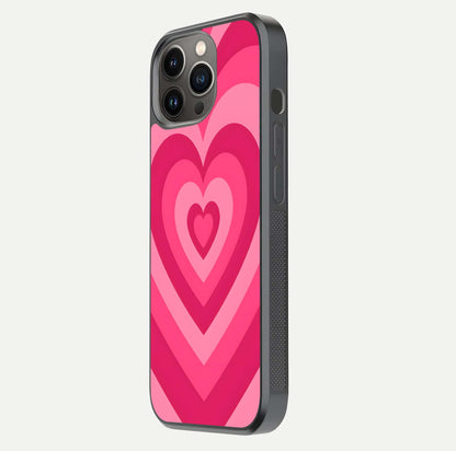 Layered Love Hearts iPhone 13 Pro glass phone case side profile view focusing on sleek edges and seamless wrap