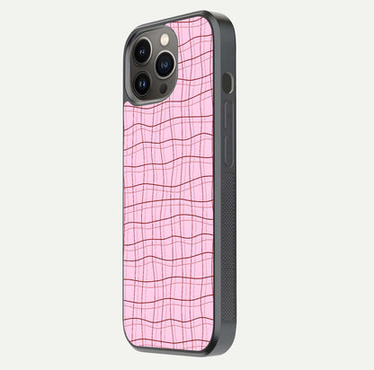 Soft Grid Bliss iPhone 13 Pro glass phone case side profile view focusing on sleek edges and seamless wrap