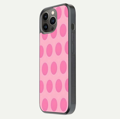 Sweet Dot Dreams iPhone 13 Pro glass phone case side profile view focusing on sleek edges and seamless wrap