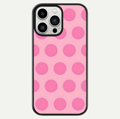 Sweet Dot Dreams iPhone 13 Pro Max glass phone case front view showcasing playful dot patterns with dreamy aesthetic