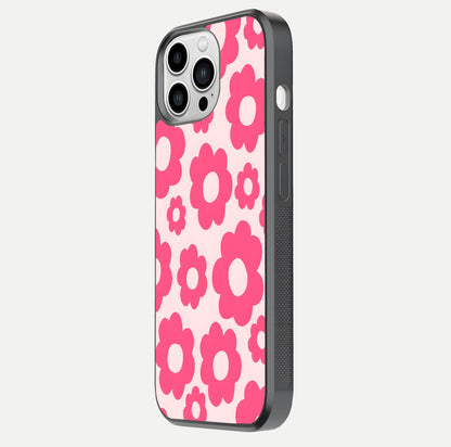 Blush Flower Pop iPhone 13 Pro Max glass phone case side profile view focusing on clean edges and seamless floral wrap