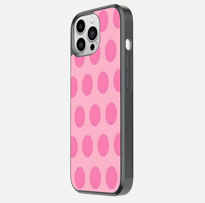Sweet Dot Dreams iPhone 13 Pro Max glass phone case side profile view focusing on sleek edges and seamless wrap
