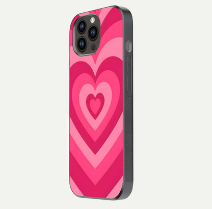 Layered Love Hearts iPhone 14 Pro Max glass phone case side profile view focusing on sleek edges and seamless wrap