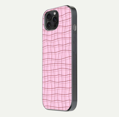 Soft Grid Bliss iPhone 15 Pro glass phone case side profile view focusing on sleek edges and seamless wrap