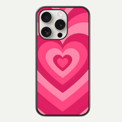 Layered Love Hearts iPhone 15 Pro Max glass phone case front view showcasing layered heart patterns with romantic aesthetic
