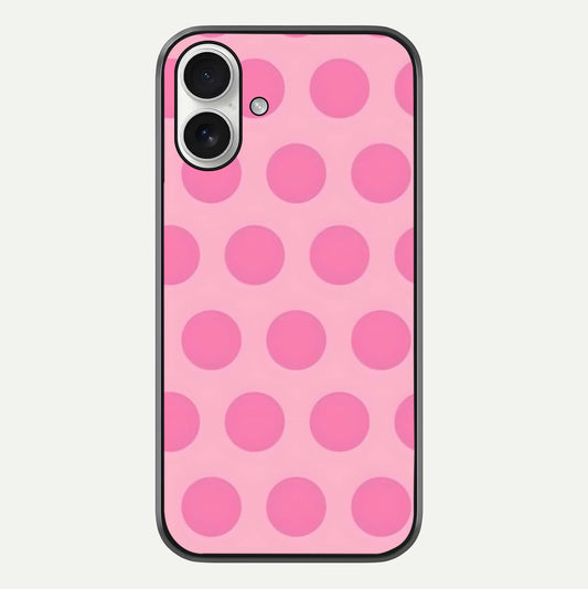 Sweet Dot Dreams iPhone 17 glass phone case front view showcasing playful dot patterns with dreamy aesthetic