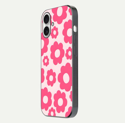 Blush Flower Pop iPhone 17 glass phone case side profile view focusing on clean edges and seamless floral wrap