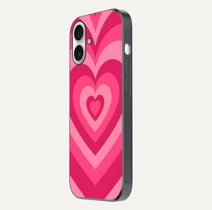 Layered Love Hearts iPhone 17 glass phone case side profile view focusing on sleek edges and seamless wrap