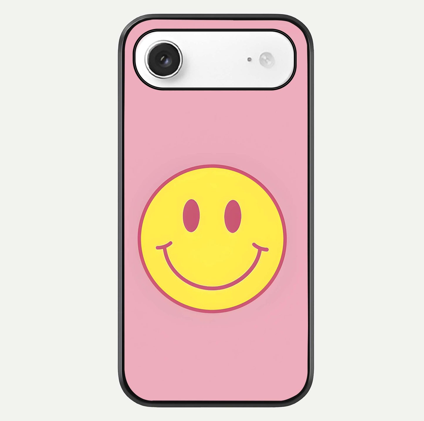 Happy Pink Mood iPhone Air glass phone case front view featuring cheerful pink tones and playful aesthetic design