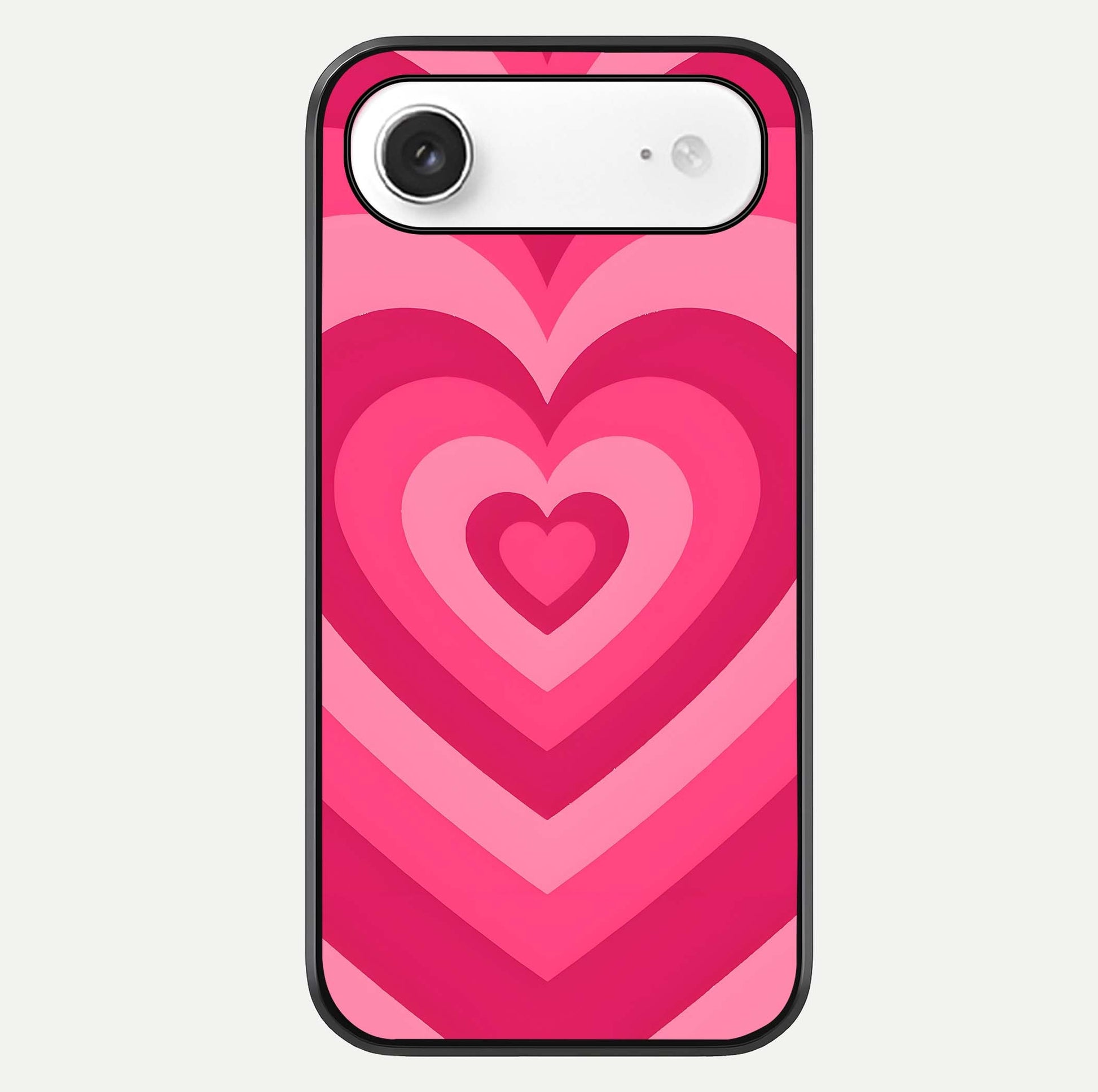 Layered Love Hearts iPhone Air glass phone case front view showcasing layered heart patterns with romantic aesthetic