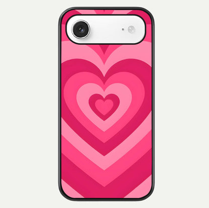 Layered Love Hearts iPhone Air glass phone case front view showcasing layered heart patterns with romantic aesthetic