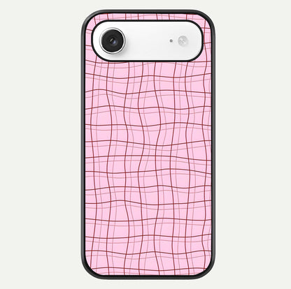 Soft Grid Bliss iPhone Air glass phone case front view showcasing minimal grid pattern with soft aesthetic