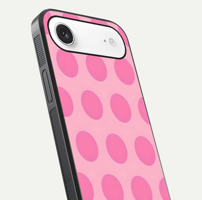 Sweet Dot Dreams iPhone Air glass phone case angled back view highlighting dotted artwork and side grip texture