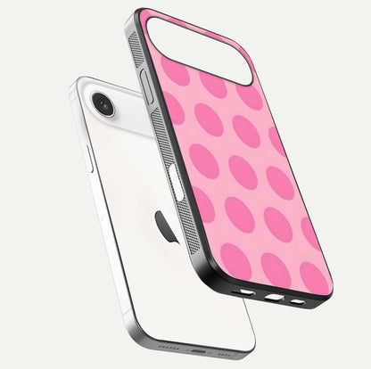 Sweet Dot Dreams iPhone Air glass phone case floating view emphasizing glossy surface and soft playful styling