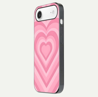 Blush Heart Waves iPhone Air glass phone case side profile view focusing on smooth edges and elegant wrap