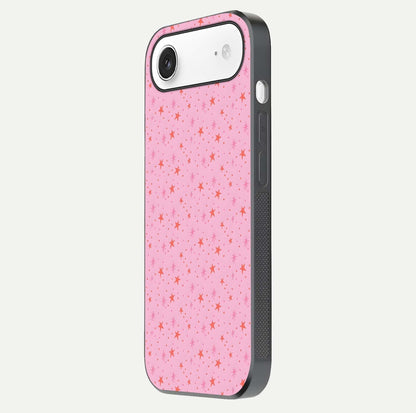 Cosmic Pink Sparkle iPhone Air glass phone case side profile view focusing on sleek edges and seamless wrap