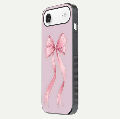 Soft Blush Bow iPhone Air glass phone case side profile view focusing on sleek edges and seamless wrap