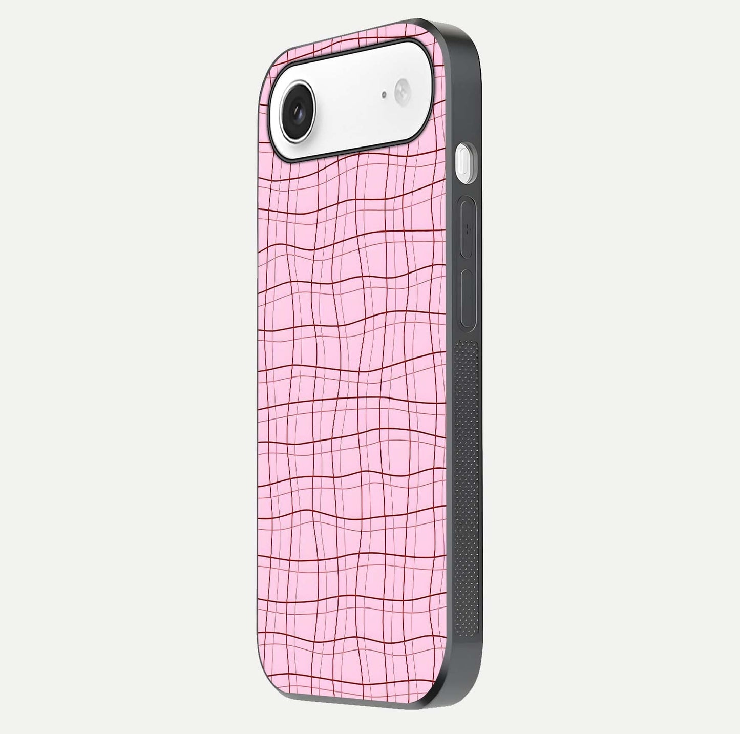 Soft Grid Bliss iPhone Air glass phone case side profile view focusing on sleek edges and seamless wrap