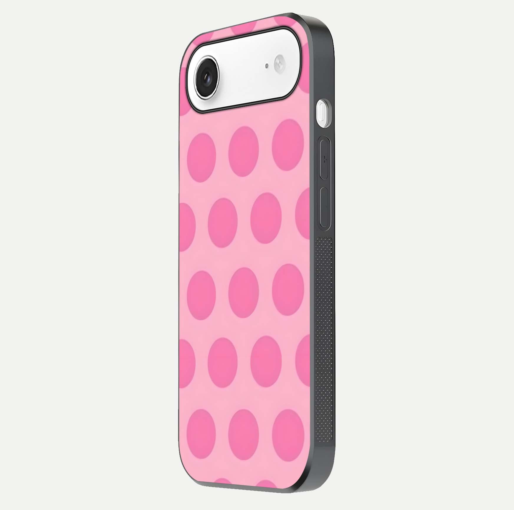 Sweet Dot Dreams iPhone Air glass phone case side profile view focusing on sleek edges and seamless wrap